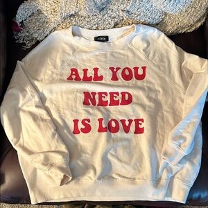 Wildfox Cream Sweatshirt  'All You Need Is Love'